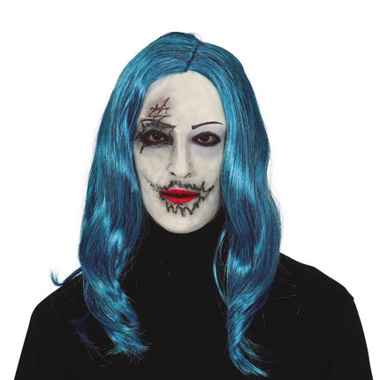 Halloweenowa maska na twarz Niebieskie włosy