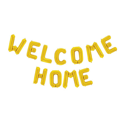 Zestaw balonów z literami Welcome Home Gold