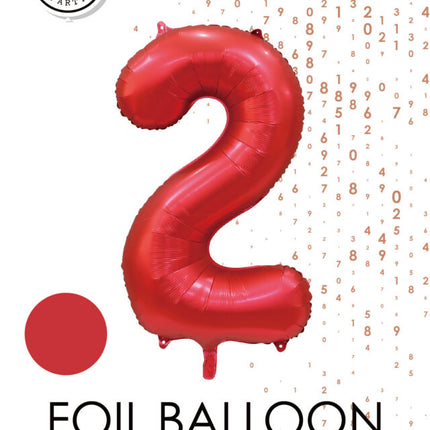 Czerwony balon z cyfrą 2 lata, połysk 86 cm