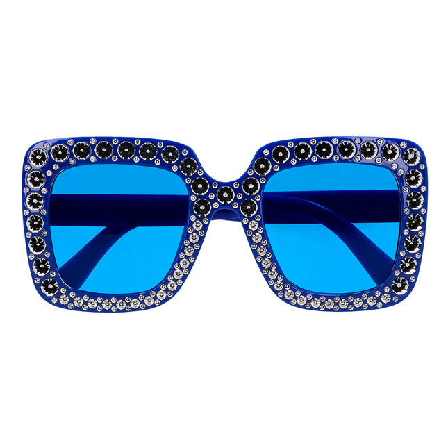 Niebieskie okulary z brokatem