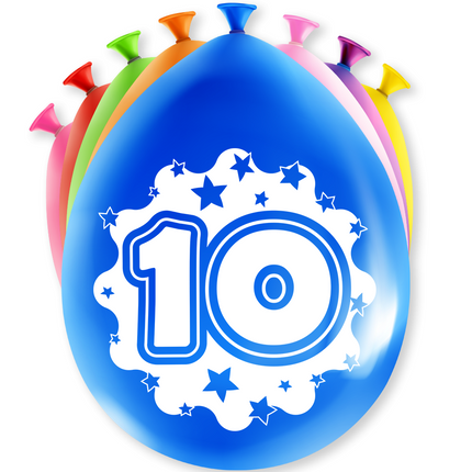 Balony 10 lat hurra 30cm 8szt