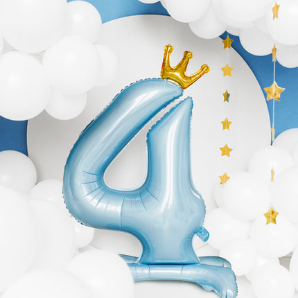 Balon foliowy figura 4 jasnoniebieski standardowy pusty 84 cm