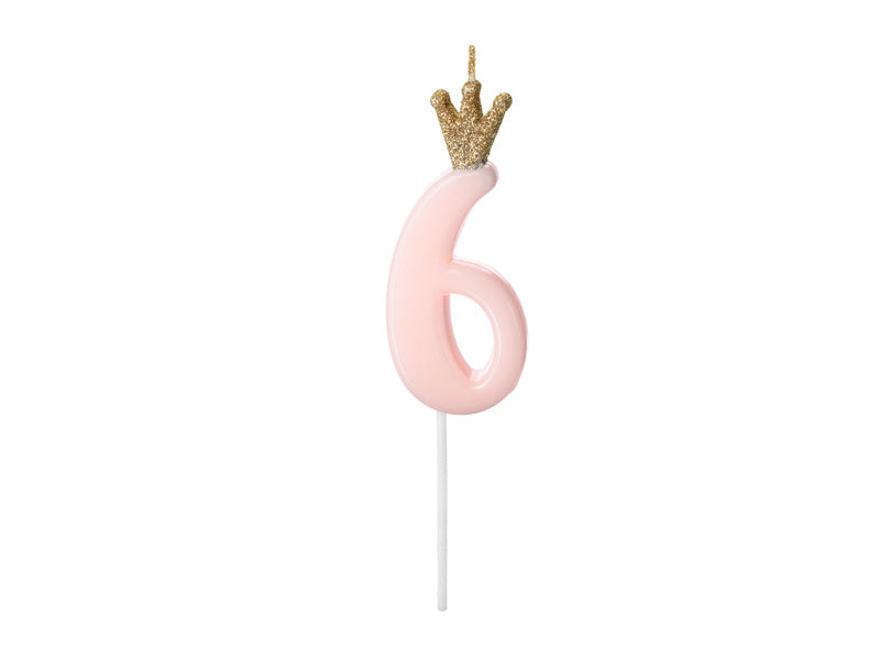Świeczka 6 lat Jasnoróżowa 9,5cm