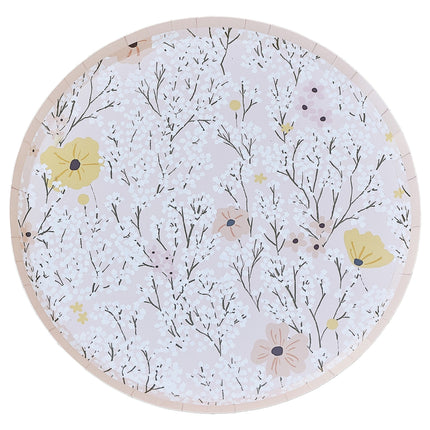 Talerzyki Kwiaty Papier 24,5cm 8szt