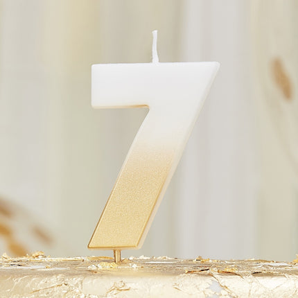 Złota biała świeca 7 lat 5cm