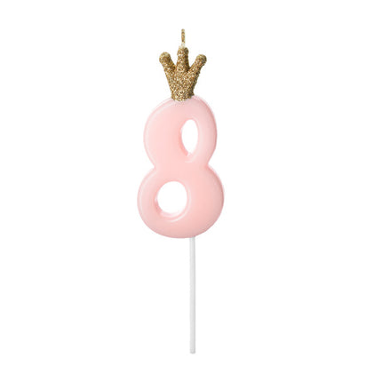 Świeca 8 lat Jasnoróżowa 9,5 cm