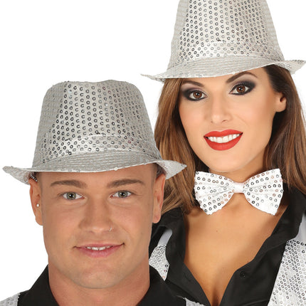 Kapelusz srebrne cekiny