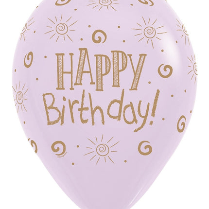 Balony Happy Birthday Sun Pastel Matte Mix 30cm 25szt