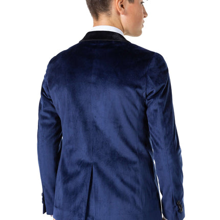 Ciemnoniebieska aksamitna marynarka chłopięca dla nastolatków <tc>OppoSuits</tc>