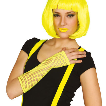 Rękawiczki Fishnet Neon Yellow