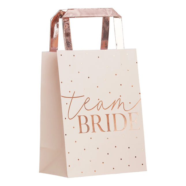 Różowe torebki imprezowe Team Bride 27cm 5szt.