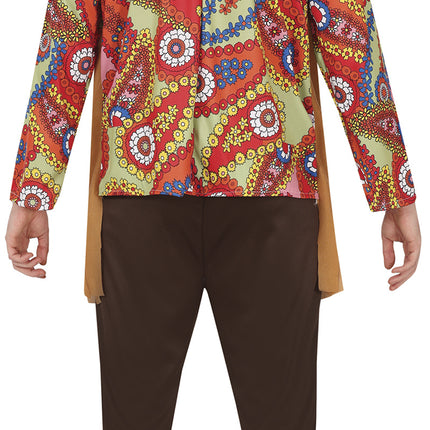 Męski kostium hippie 60S z brązową kamizelką
