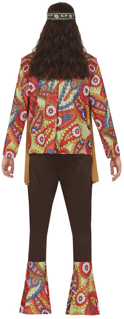 Męski kostium hippie 60S z brązową kamizelką