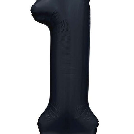 Balon z czarną figurką na 1 rok z połyskiem 86 cm