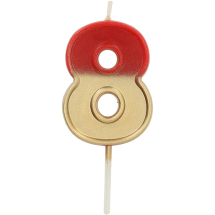 Świeczka 8 lat Retro Czerwona 5cm