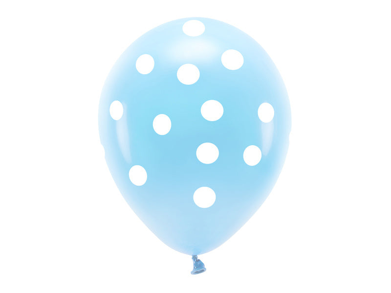 Balony jasnoniebieskie białe kropki 33cm 6szt