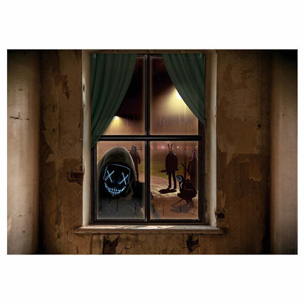 Halloweenowa dekoracja okienna Maski horroru