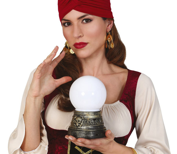 Halloweenowa lampka w kształcie kuli wróżbity 18 cm