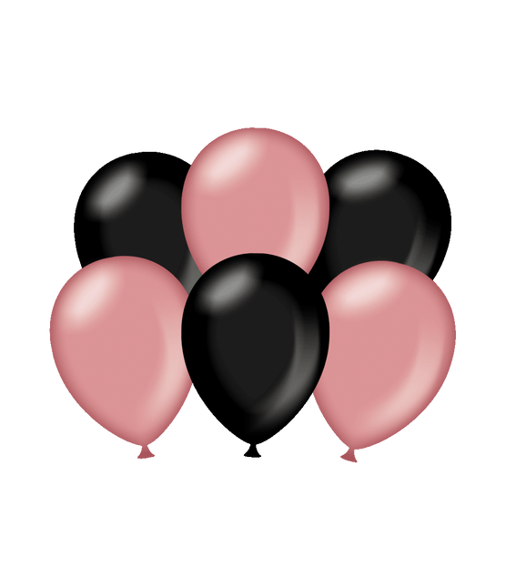 Balony czarny/różowy metaliczny 30 cm 6 szt.