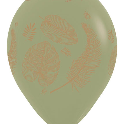Balony Tropical Leaves Mix Gold Print 30cm 25szt