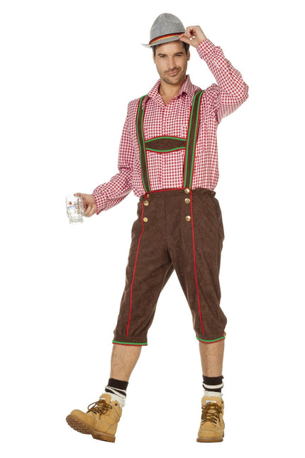 Brązowe Lederhosen Męskie Długie