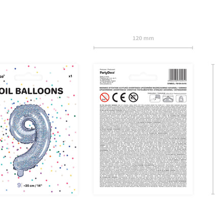 Balon foliowy Figurka 9 Holograficzny 35cm