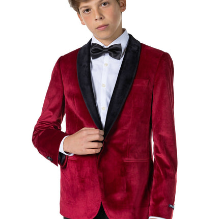 Bordeaux Red Velvet Blazer Boy Teen <tc>OppoSuits</tc>