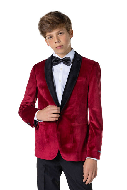 Bordeaux Red Velvet Blazer Boy Teen <tc>OppoSuits</tc>