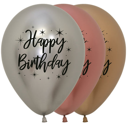 Balony Happy Birthday Radiant Reflex Mix 30cm 25szt