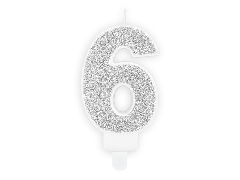 Świeca 6 lat srebrna 7 cm
