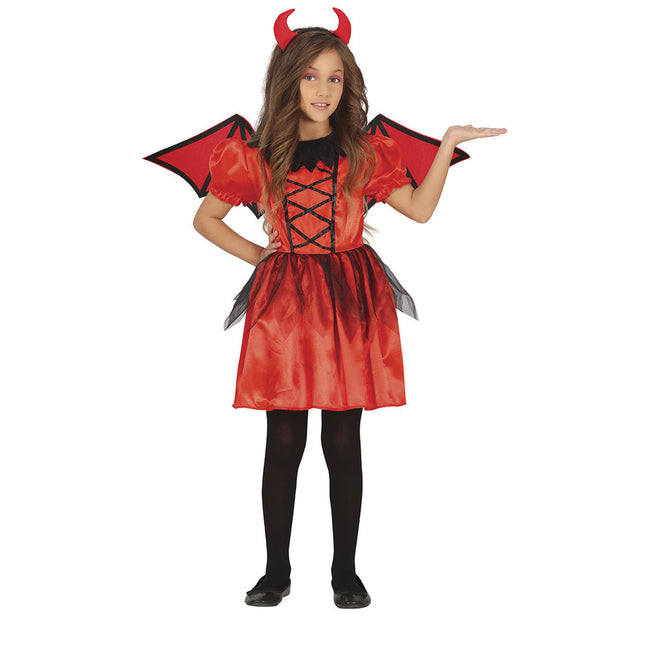Kostium diabła na Halloween dla dziewczynki czerwony
