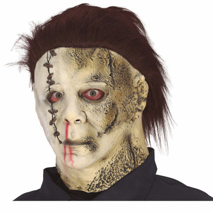 Halloweenowa maska horror z włosami