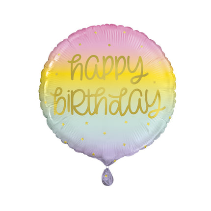 Balon helowy Happy Birthday Pastel 45cm pusty