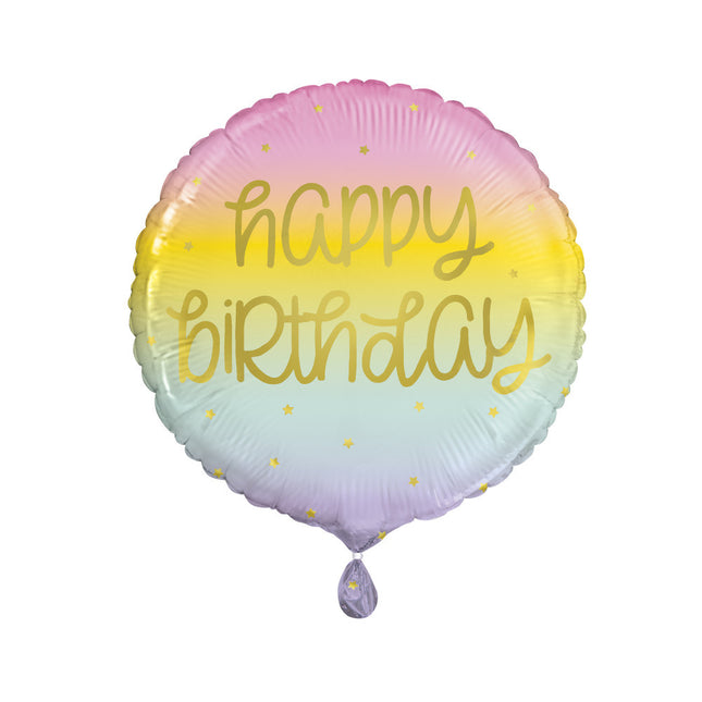 Balon helowy Happy Birthday Pastel 45cm pusty