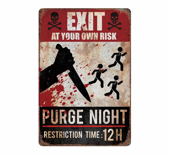 Halloweenowa dekoracja ścienna Purge Night Sign 36cm