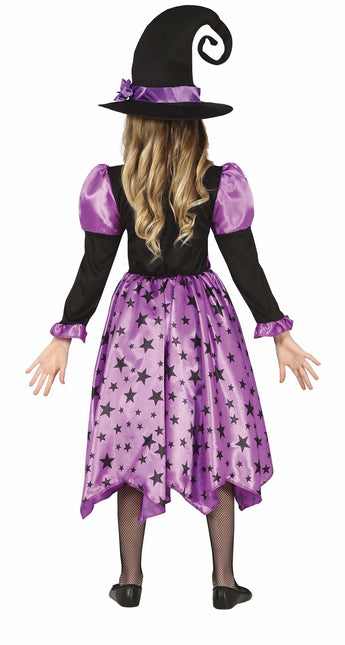 Kostium czarownicy na Halloween dla dziewczynki fioletowy