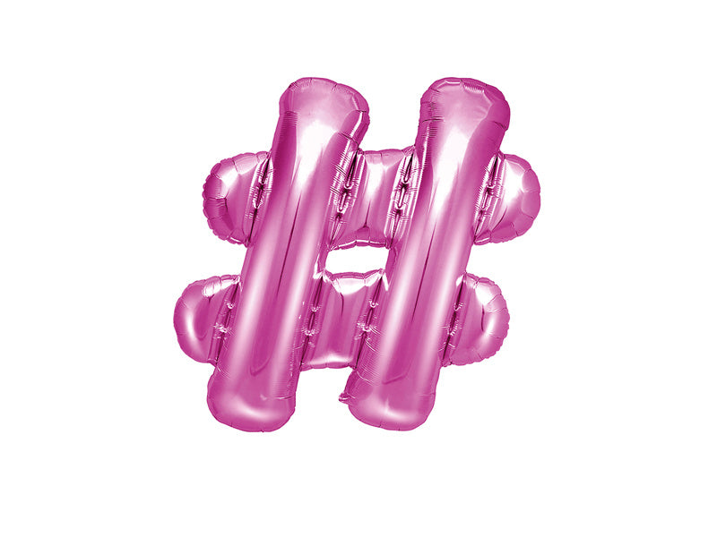 Balon foliowy litera # różowy pusty 35cm