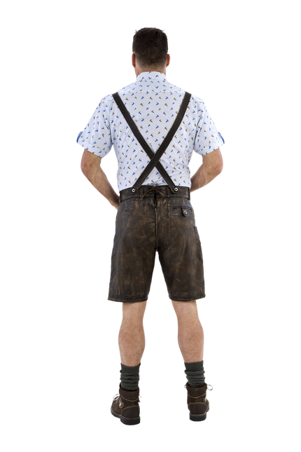 Brązowe krótkie buty męskie Lederhose Antique