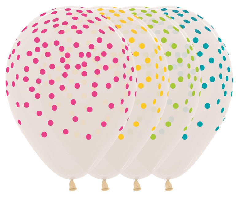 Balony Confetti Mix Crystal Clear 30cm 25szt