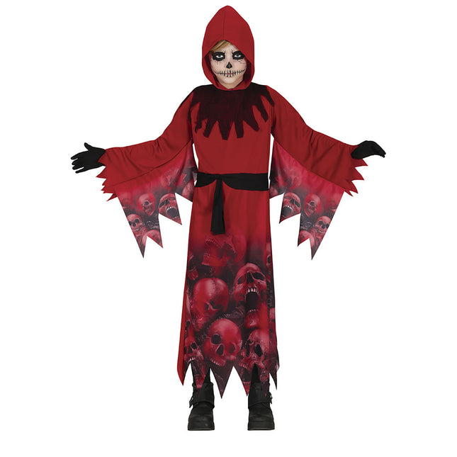 Kostium czaszki na Halloween dla dziecka czerwony