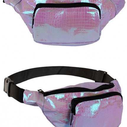 Torba biodrowa Snake Leather Print Holographic