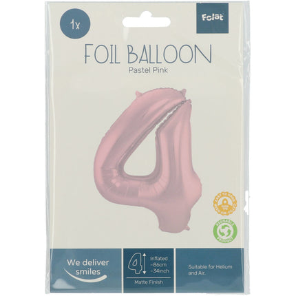 Balon foliowy Figurka 4 Pastel Pink XL 86cm pusty