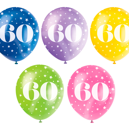 Balony 60 lat konfetti 30cm 5szt