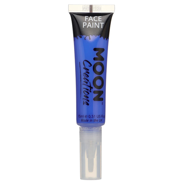 Moon Creations Farba do twarzy z pędzelkiem i aplikatorem ciemnoniebieska 15 ml