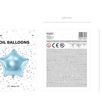 Balon helowy gwiazda jasnoniebieski pusty 48 cm