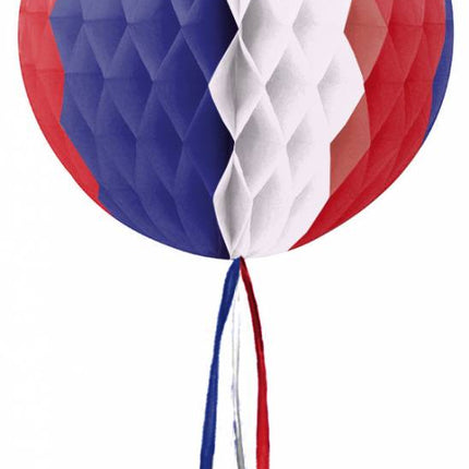 Kula w kształcie plastra miodu czerwona biała niebieska 30 cm