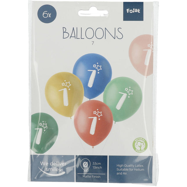 Balony 7 lat kolorowe 33cm 6szt