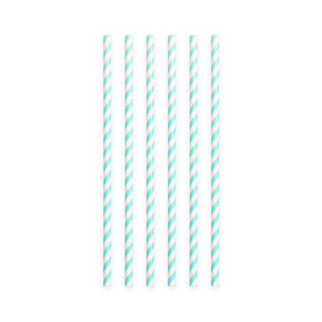 Słomki papierowe Baby Blue Striped 19.7cm 20szt