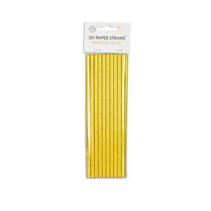 Papierowe złote słomki 19,7 cm 20 szt.