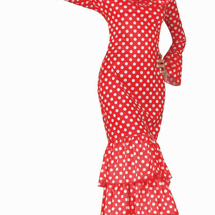 Sukienka hiszpańska Flamenco w białe kropki